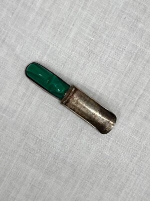 Cuchara de sal de ónix tallada estilo azteca esterlina mexicana de mediados del siglo XX de colección Foto 1 de 4