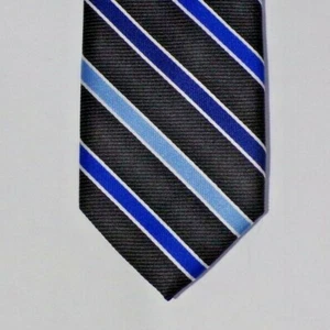 Chaps Beene Black, Blue and Silver Striped 100% Silk Tie - Picture 1 of 4
