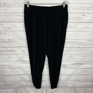 Lane Bryant Womens Knit Kit Pull-On Ankle Pants Size 14/16 Black Tapered Ruched - Picture 1 of 10