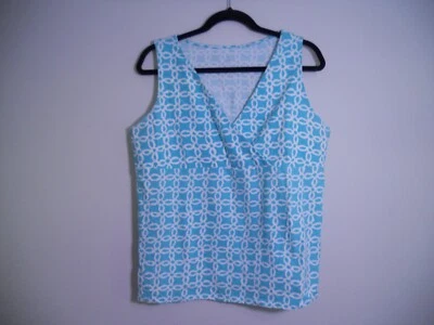 Top Merona para mujer talla grande sin mangas diseño turquesa y blanco talla 2XL Foto 1 de 4