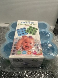 Silicone Baby Food  Freezer Tray w Lid. Set If 2 - 9 Compartments Each. New - Picture 1 of 9