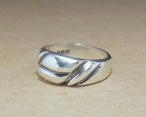 Vintage MEXICO 925 Sterling Silver Repousse Modernist Style Dome Ring SZ 8.25 - Picture 1 of 9