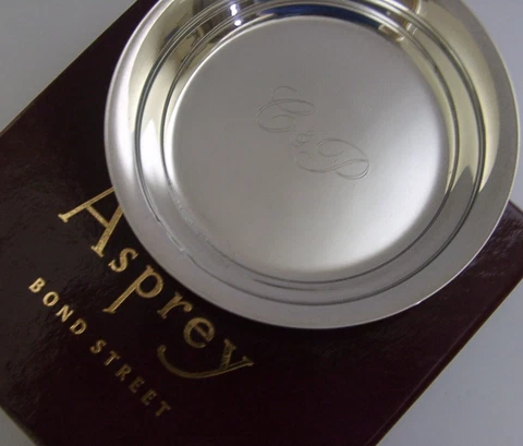 ASPREY ENGLISH STERLING SILVER DISH BOXED ENGRAVED C&P 1994 Cover