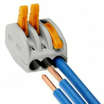 3 Way Lever Connector Series Non Fused 222 Terminal Block Pole Spring Cable Wire - Image 1 of 4