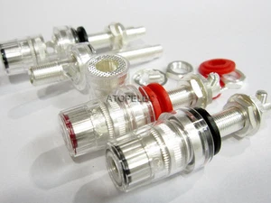4pcs CMC 858-LU-AG Thick Silver Plated Speaker AMP Binding Post Banana Jack - Picture 1 of 3