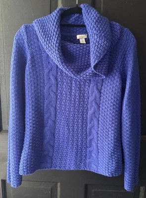 Suéter CHICO’s Mujer Talla 1 Mediano Azul Real Crochet Grueso Cable Tejido Abierto Foto 1 de 4