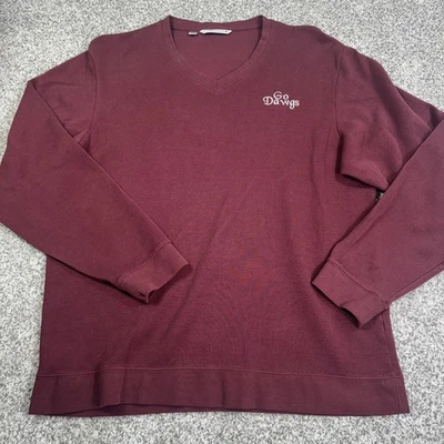 Cutter & Buck Sweater Mens XL Maroon Go Dawgs V Neck Pullover Embroidered Logo - Image 1 of 4