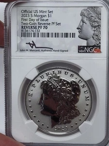 2023 S Morgan And Peace 2 pc set NGC "Perfect" PR70 REVERSE PROOFS Signed - Picture 1 of 6