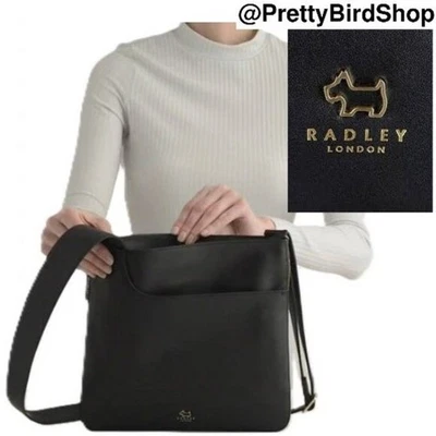 RADLEY LONDON crossbody bag black leather Zip Around large EUC Pockets expand - Image 1 of 4