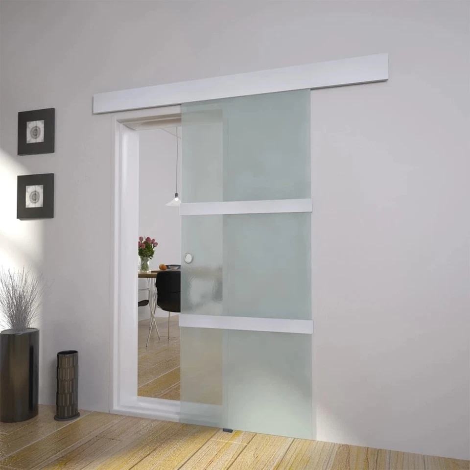 Porta Scorrevole in Vetro e Alluminio 178 cm Argento - Immagine 1 di 4