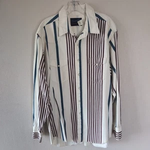 Vintage Wrangler Pearl Snap Shirt Mens 17-36 Shirt X-Long Tails Striped Western - Picture 1 of 18
