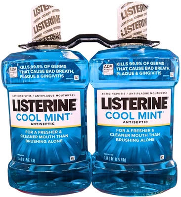 Listerine Cool Mint Antiseptic Mouthwash 2 x 50.7 Fl Oz EXP 06/2027 - Image 1 of 3