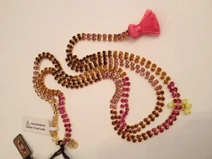 Neu mit Etikett Juicy Couture goldfarbene mehrfarbige Kristalle mit rosa Quaste Halskette - Bild 1 von 3