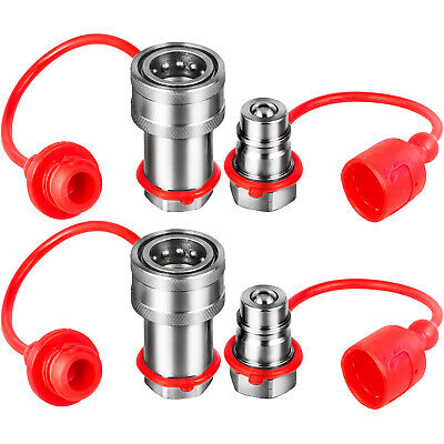 VEVOR 1/2  NPT Hydraulic Quick Connect Coupler Coupling Ball Pioneer Style 2 Set • 32.99$