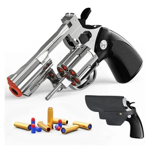 Revolver Toy Gun with Holster Silver - Soft Bullet Western Cowboy Prop Revolv... - Picture 1 of 7