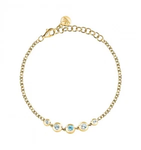BRACCIALE MORELLATO TESORI ETERNI SAXN12 Argento dorato con 5 topazi blu 16/19cm - Foto 1 di 3