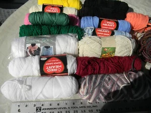 Large lot of Assorted Yarn 5 lbs 18 skein Red Heart & more - Picture 1 of 7
