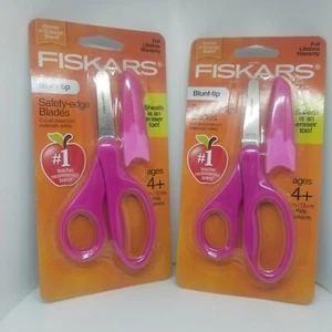 2 Fiskars Kinderscheren mit stumpfer Spitze (5 Zoll) mit Scheide Sicherheitsrand lila ab 4+ - Bild 1 von 4