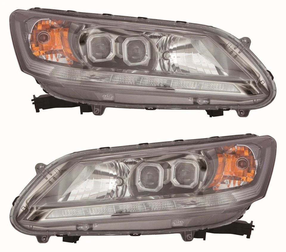 FITS HONDA ACCORD SEDAN 4DR 2014-2015 HYBRID LED HEADLIGHTS HEAD LAMPS PAIR - Imagem 1 de 1