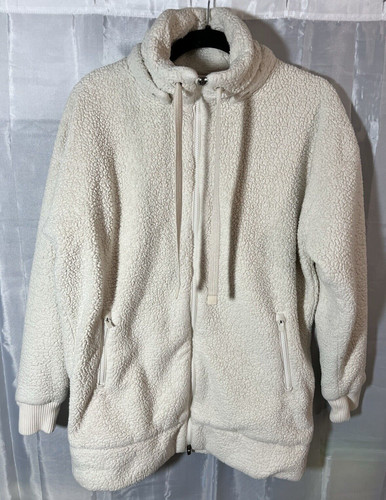 VETEMENTS Giacca sherpa lunga Athleta Tugga zip coulisse avorio taglia small S [senza cappuccio]