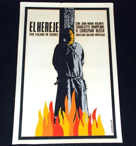 1975 Cuban Original Movie Poster."Giordano Bruno"Giuliano Montaldo Italian film - Picture 1 of 6
