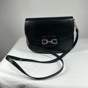 H&M | Bandolera pequeña de cuero sintético negro para reptiles cadena dorada - Imagen 1 de 8