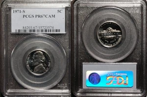 1971-S Proof Jefferson Nickel PCGS PR67CAM #3574 kostenloser Versand - Bild 1 von 1