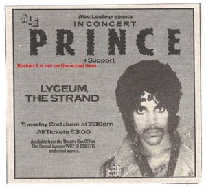PRINCE UK debut - Lyceum 1981 Original Vintage Gig Advert - 3x3 inches - Imagen 1 de 1