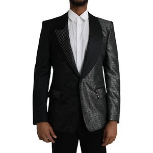 DOLCE & GABBANA Blazer Black Silver Silk SingleBreasted Coat IT50/US40/L 3530usd - Picture 1 of 12
