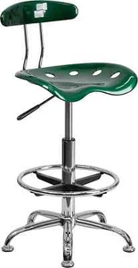 Vibrant Green and Chrome Drafting Stool with Tractor Seat - Picture 1 of 10