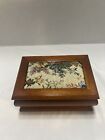 Tapestry Quilted Lid Wooden Jewelry Box Gray Velvet Divided Inside New