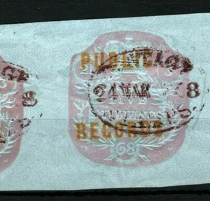 GB QV Ingresos Oficiales 5s REGISTROS PÚBLICOS 1868 Raro PAR MARRÓN Impresión SS4024 - Imagen 1 de 6