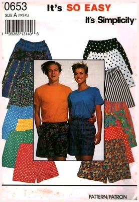 0653 Vintage Simplicity Sewing Pattern Misses Mens Pull on Boxer Shorts Casual - Image 1 of 2