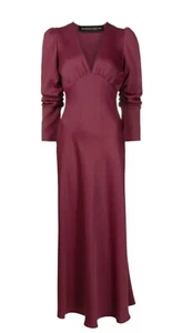 New Gloria Coelho bordeaux/red plunging V-neck maxi dress Sz 42 - Picture 1 of 6