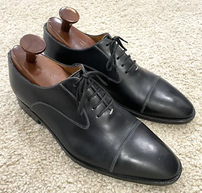 Oxford SANTONI Darian Puntera Talla 10.5 EE Cuero Negro Cordones Hecho en Italia Usado en Excelente Condición Foto 1 de 4