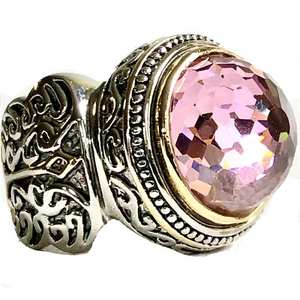 Vintage Pink Dome Statement Cocktail Ring High-End Special Occasion Sz 6 - Picture 1 of 12