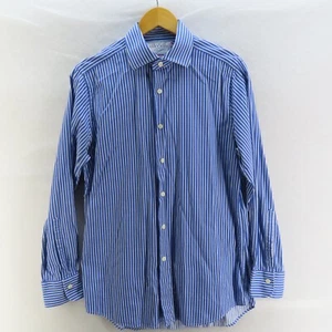 Charles Tyrwhitt Button Up Shirt Mens Adult Size 33 Blue Striped Long Sleeve - Picture 1 of 10