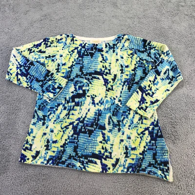 Suéter Peck & Peck para mujer extra grande cachemir azul verde suéter alto bajo Foto 1 de 4