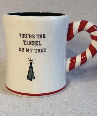 Tinsel On My Tree Christmas Candy Cane Coffee Or Tea Mug Large Heavy Cup - Image 1 of 4