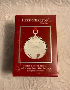 REED & BARTON SILVERPLATE HOLLY BELL ORNAMENT - 2016