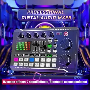 F998 Live Sound Card Audio Mixer Podcast Audio Interface with DJ Mixer Effects - Picture 1 of 14