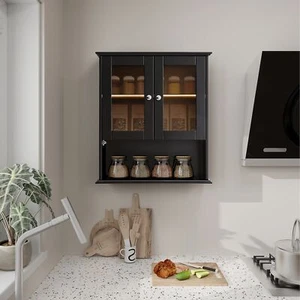 25.9" Black Bathroom Wall Cabinet - Picture 1 of 2