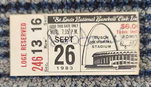 BOB FORSCH Hand SIGNED Sept 26, 1983 NO HITTER St Louis Cardinals TICKET Stub - Picture 1 of 4