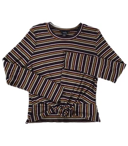 Rue 21 Navy & Gold Striped Long Sleeve Knotted Hem Knit Top Junior’s Size XL - Picture 1 of 8