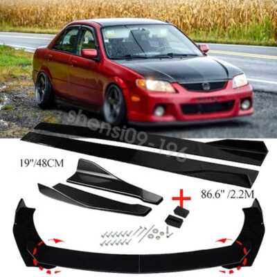 For Mazda 323 3 Sport Front Bumper Lip Splitter Side Skirts Rear Lip Gloss Black - Image 1 of 4
