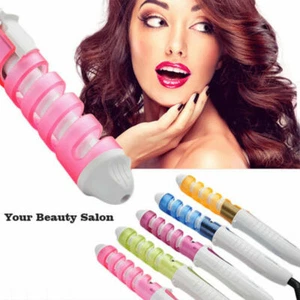 Electric Salon Hair Maker Tools DIY Curler Roller Spiral Curling Iron Wand Pink - Picture 1 of 12