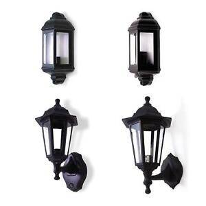 Outdoor E27 LED Lantern Wall Lights PIR Photocell Full Half Lanterns Black IP44