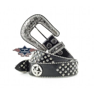Cintura in pelle Stars & Stripes western belt STONE-3 - Immagine 1 di 2