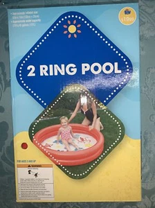 Inflatable Kiddie 2 Ring Circles Swimming Pool 52" X 10" Vinyl Durable Kids - Picture 1 of 2