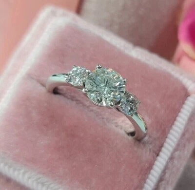 1.50TCW Round Cut IGI Lab Grown Diamond Three-Stone Ring Solid 14kt White Gold - Image 1 of 4